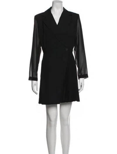 Pre-owned Sandro V-neck Mini Dress In Black