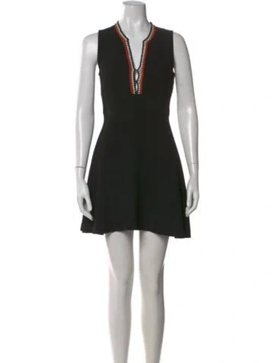 Pre-owned Sandro V-neck Mini Dress In Black