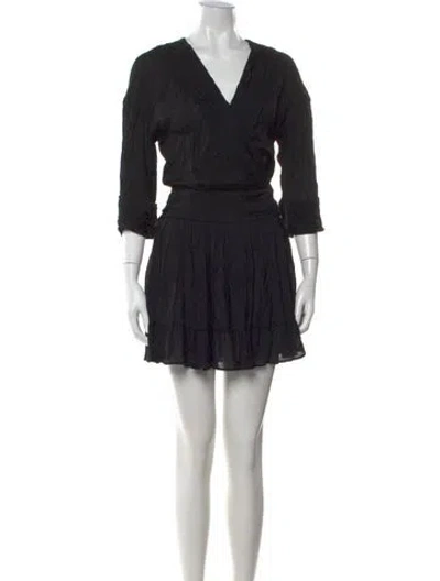 Pre-owned Sandro V-neck Mini Dress In Black