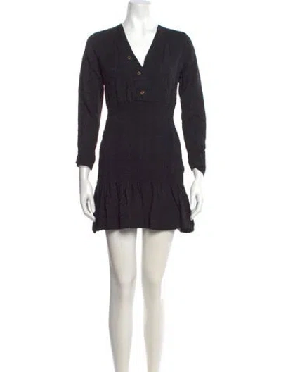 Pre-owned Sandro V-neck Mini Dress In Black