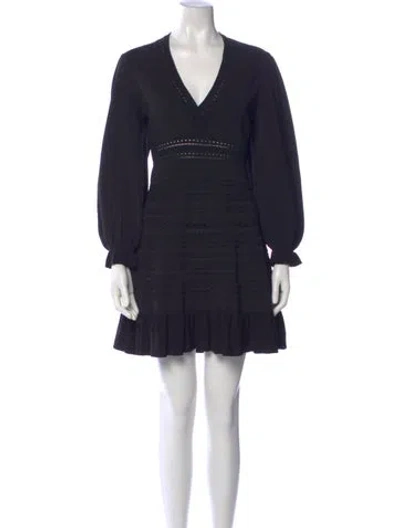 Pre-owned Sandro V-neck Mini Dress In Black