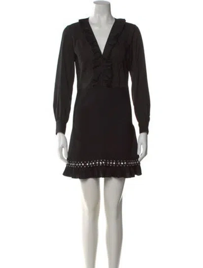 Pre-owned Sandro V-neck Mini Dress In Black