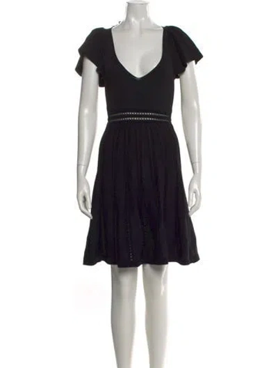 Pre-owned Sandro V-neck Mini Dress In Black