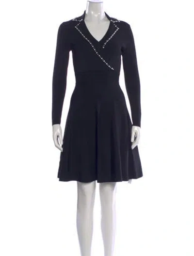 Pre-owned Sandro V-neck Mini Dress In Black