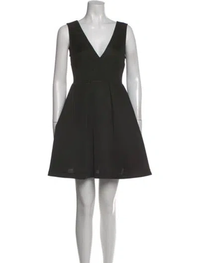 Pre-owned Sandro V-neck Mini Dress In Black