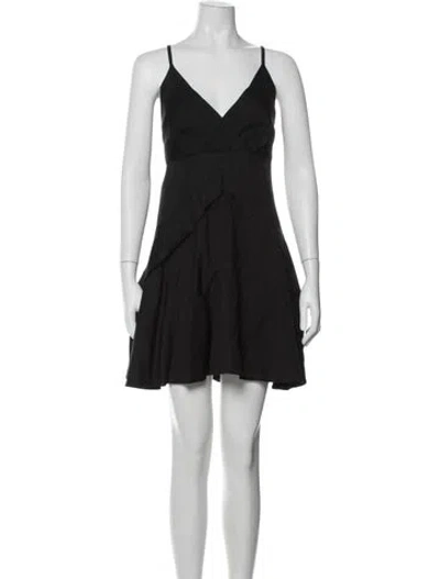 Pre-owned Sandro V-neck Mini Dress In Black