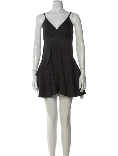 Pre-owned Sandro V-neck Mini Dress In Black