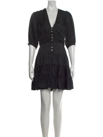 Pre-owned Sandro V-neck Mini Dress In Black