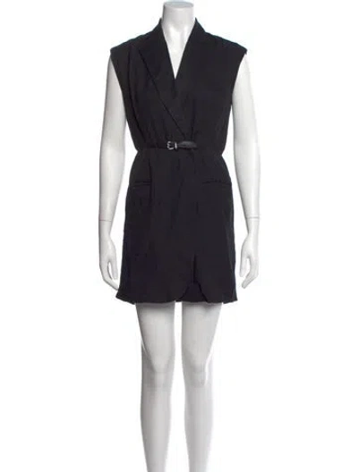 Pre-owned Sandro V-neck Mini Dress In Black