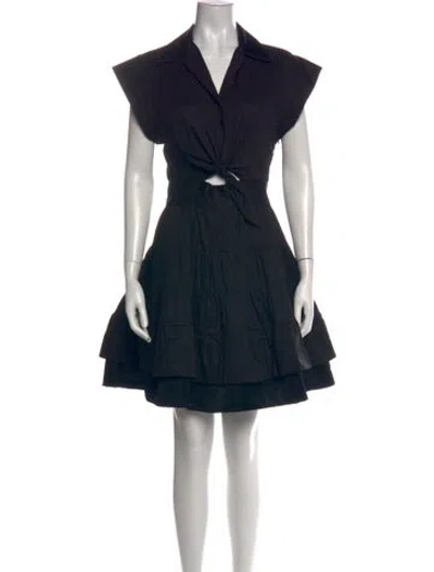 Pre-owned Sandro V-neck Mini Dress In Black
