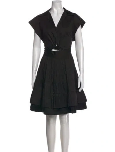 Pre-owned Sandro V-neck Mini Dress In Black