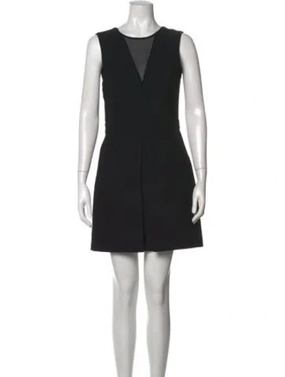 Pre-owned Sandro V-neck Mini Dress In Black