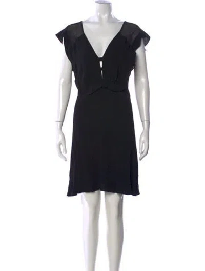 Pre-owned Sandro V-neck Mini Dress In Black