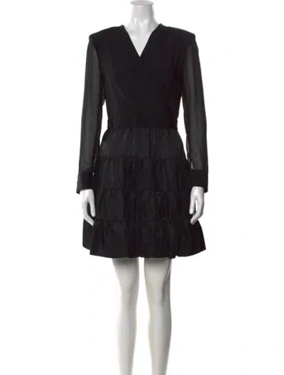 Pre-owned Sandro V-neck Mini Dress In Black