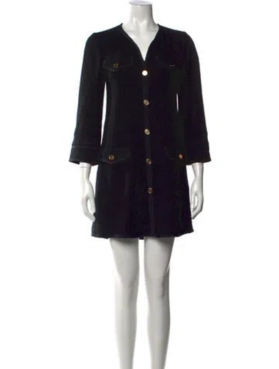 Pre-owned Sandro V-neck Mini Dress In Black