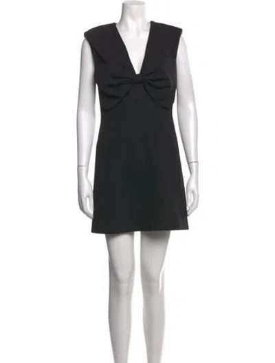 Pre-owned Sandro V-neck Mini Dress In Black