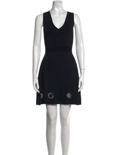 Pre-owned Sandro V-neck Mini Dress In Black