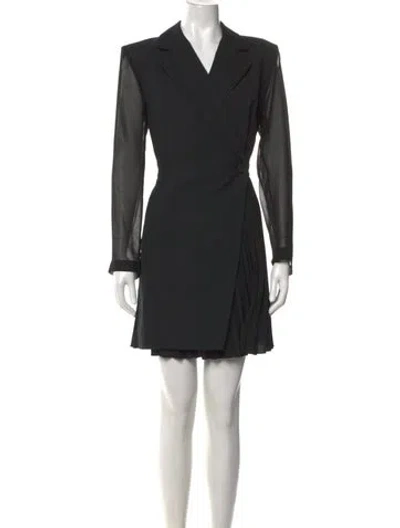 Pre-owned Sandro V-neck Mini Dress In Black