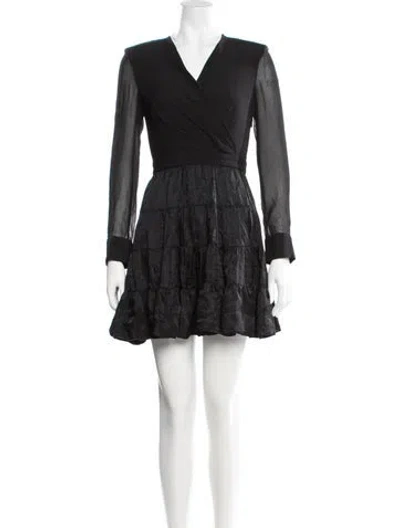 Pre-owned Sandro V-neck Mini Dress In Black