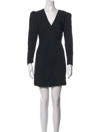 Pre-owned Sandro V-neck Mini Dress In Black