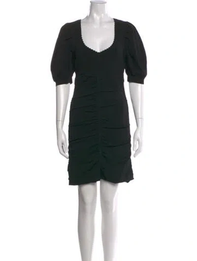 Pre-owned Sandro V-neck Mini Dress In Black