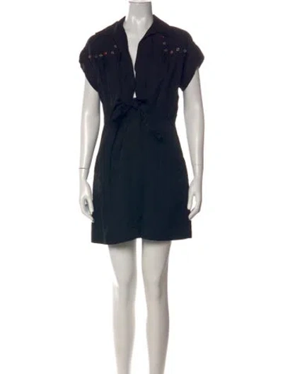 Pre-owned Sandro V-neck Mini Dress In Black
