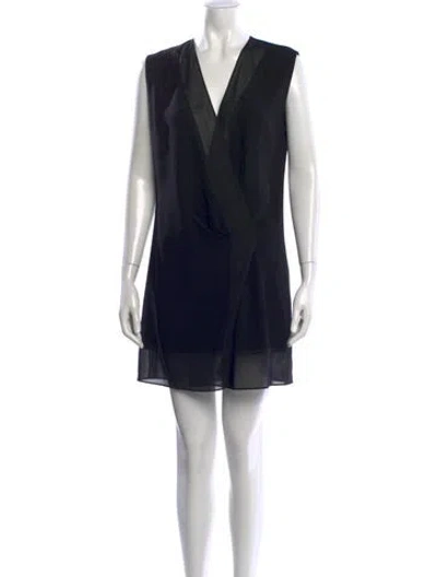 Pre-owned Sandro V-neck Mini Dress In Black
