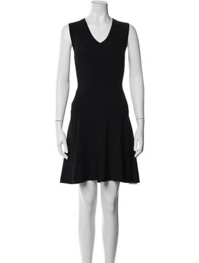 Pre-owned Sandro V-neck Mini Dress In Black