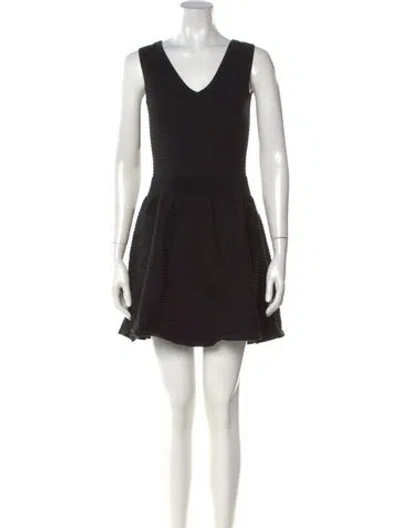 Pre-owned Sandro V-neck Mini Dress In Black