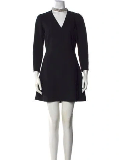Pre-owned Sandro V-neck Mini Dress In Black