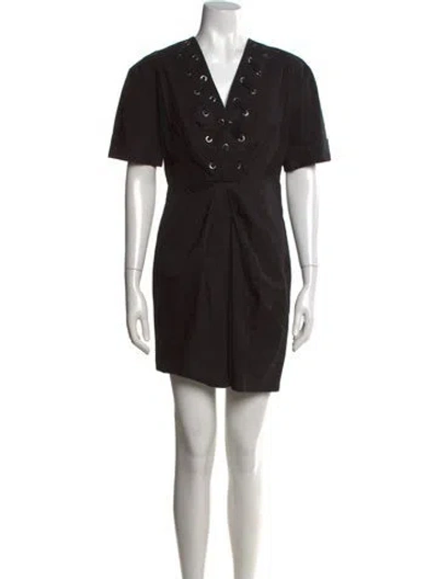Pre-owned Sandro V-neck Mini Dress In Black