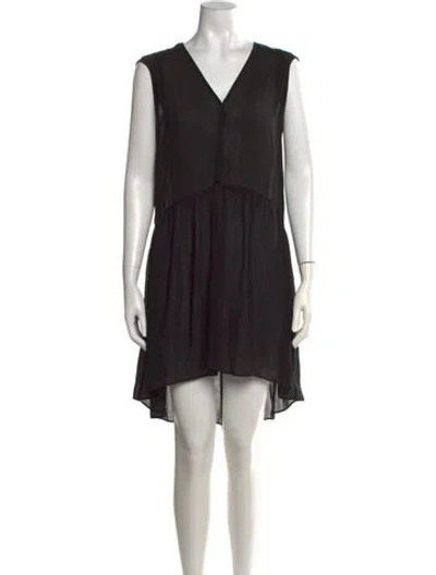 Pre-owned Sandro V-neck Mini Dress In Black