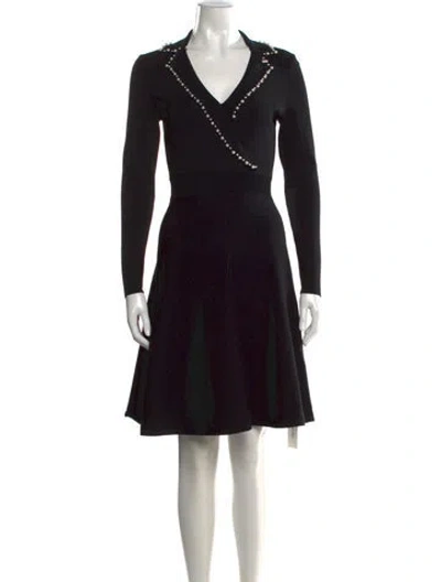Pre-owned Sandro V-neck Mini Dress In Black