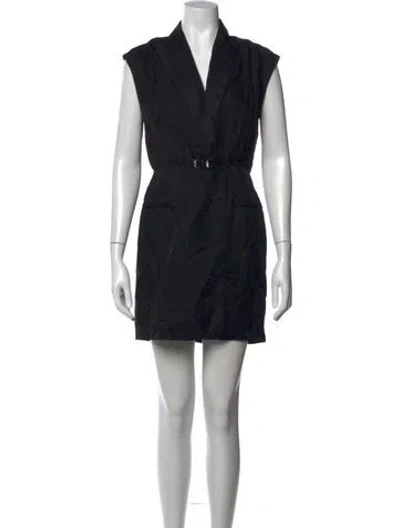 Pre-owned Sandro V-neck Mini Dress In Black