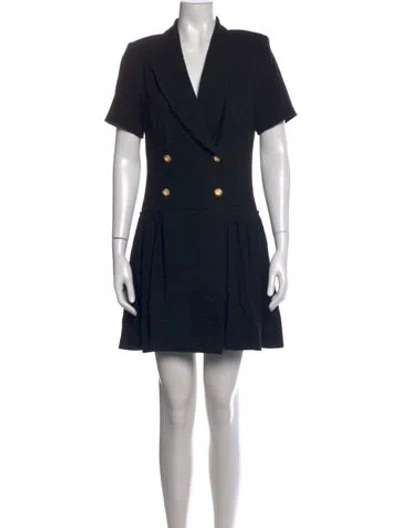 Pre-owned Sandro V-neck Mini Dress In Black