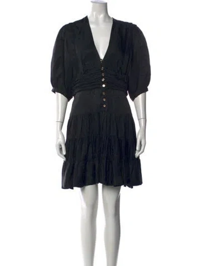 Pre-owned Sandro V-neck Mini Dress In Black