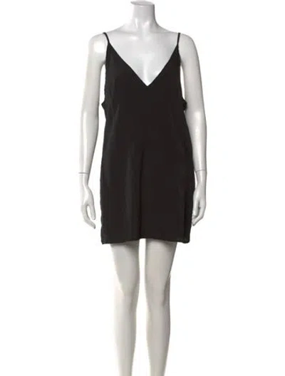 Pre-owned Sandro V-neck Mini Dress In Black
