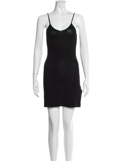 Pre-owned Sandro V-neck Mini Dress In Black