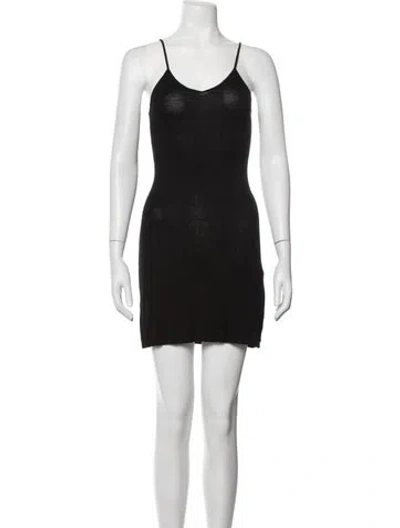 Pre-owned Sandro V-neck Mini Dress In Black