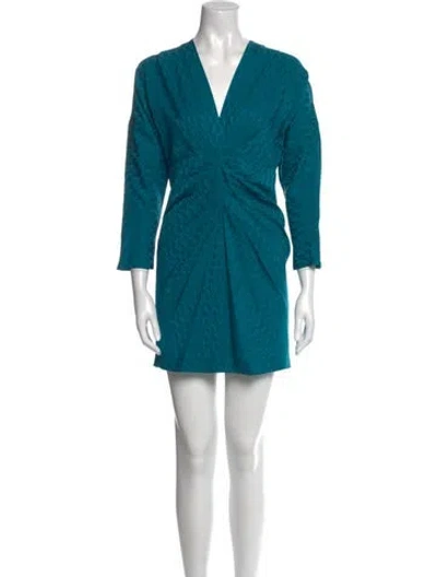 Pre-owned Sandro V-neck Mini Dress In Blue