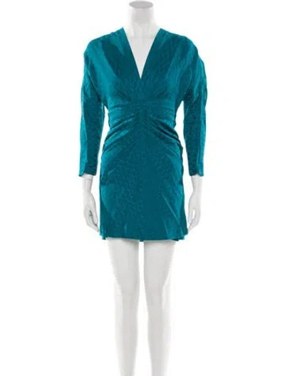 Pre-owned Sandro V-neck Mini Dress In Blue