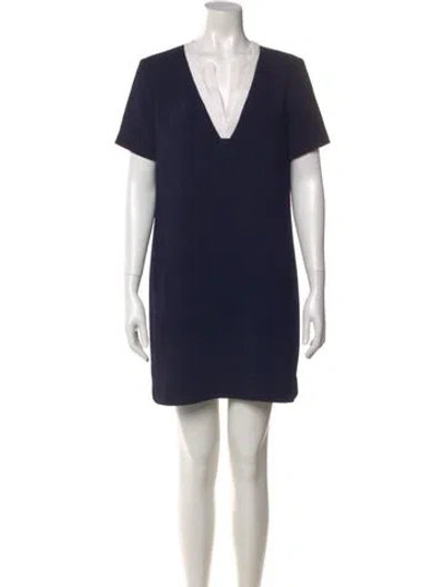 Pre-owned Sandro V-neck Mini Dress In Blue
