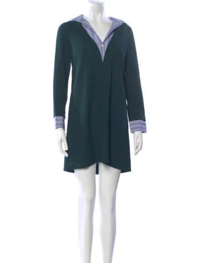 Pre-owned Sandro V-neck Mini Dress In Blue