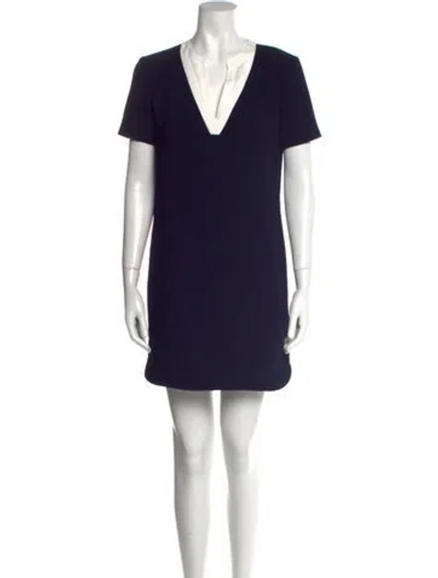Pre-owned Sandro V-neck Mini Dress In Blue