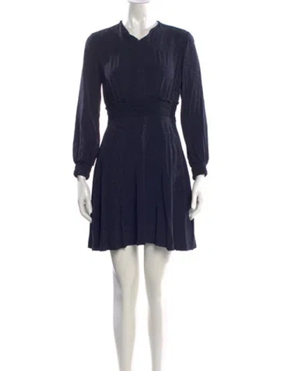 Pre-owned Sandro V-neck Mini Dress In Blue