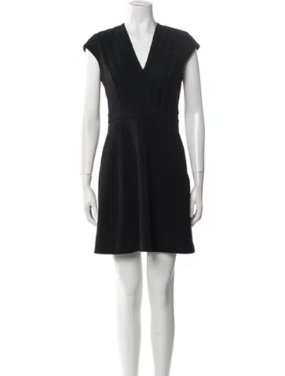 Pre-owned Sandro V-neck Mini Dress In Blue