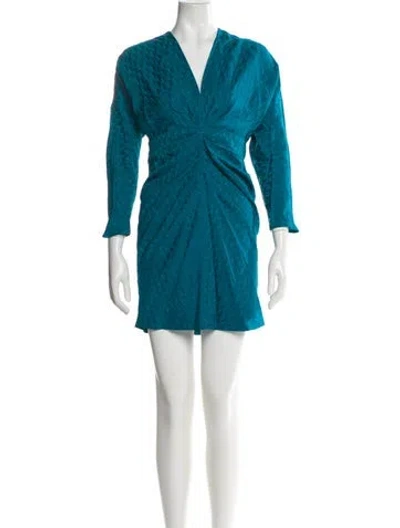 Pre-owned Sandro V-neck Mini Dress In Blue