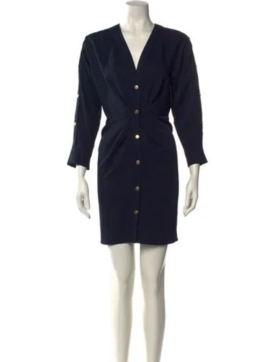 Pre-owned Sandro V-neck Mini Dress In Blue