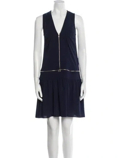 Pre-owned Sandro V-neck Mini Dress In Blue