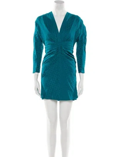 Pre-owned Sandro V-neck Mini Dress In Blue